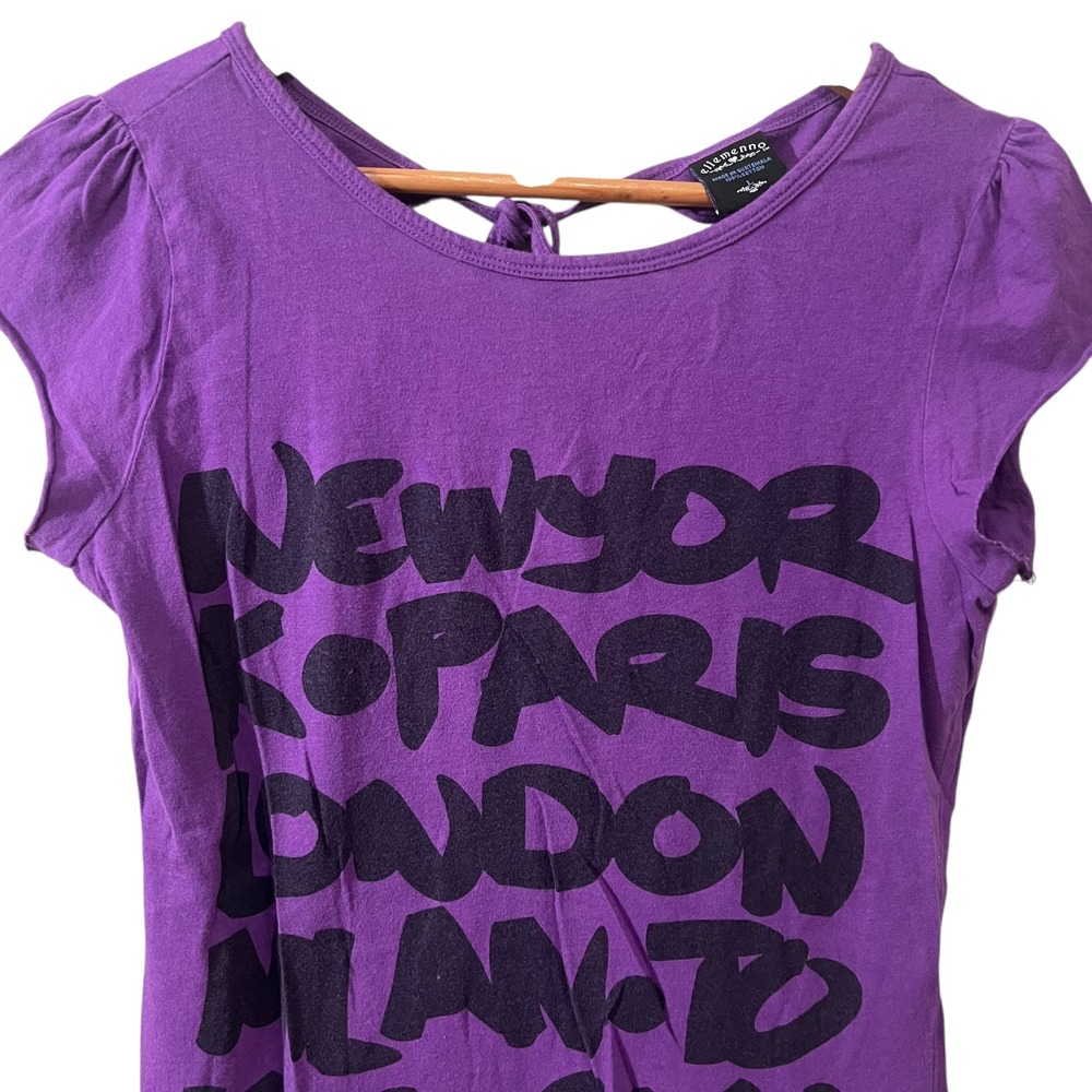 Ellemenno Graphic Cities Tee Purple Short Sleeve Top 100% Cotton Women's Size L - Picture 2 of 4